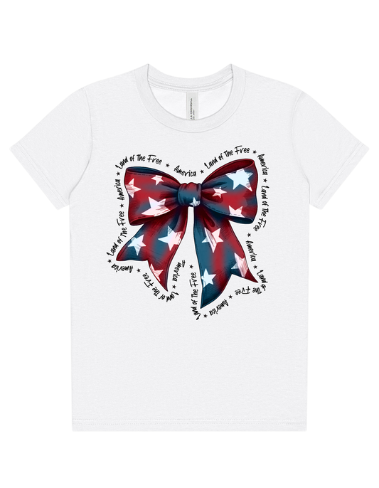 Land of the Free Bow Kids Tee