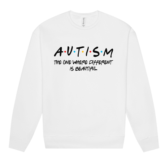 Autism the One Where Different is Beautiful Crew Sweatshirt