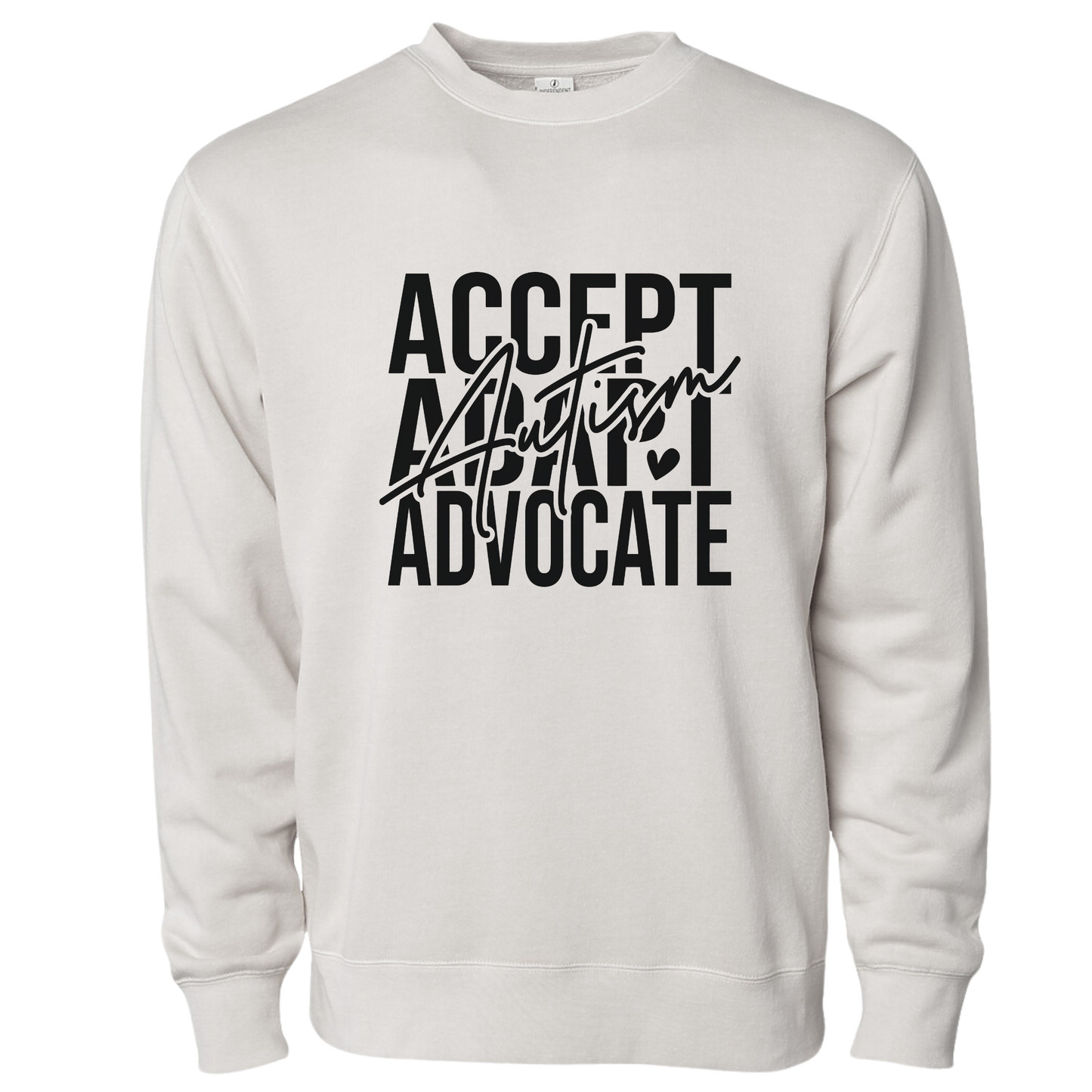 Autism Accept Adapt Advocate Pigment Dyed Crew Sweatshirt